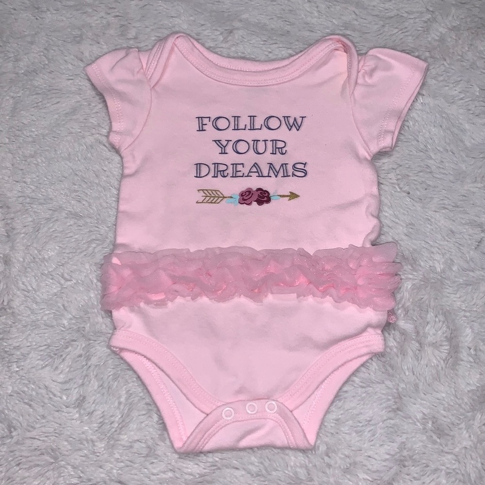 (3 for $10) Little treasures pink follow your dreams tutu bodysuit